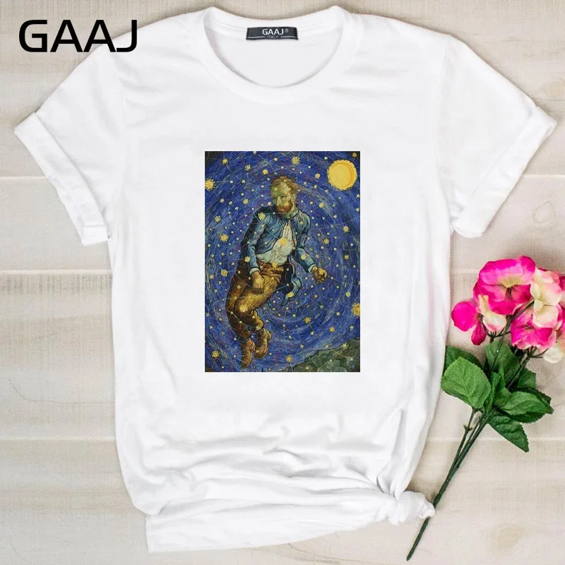 16 GAAJ "Van Gogh Van Goghing Van Gone", Футболка для женщин, женские футболки, одноцветная Футболка с принтом размера плюс, дизайнерская футболка для влюбленных 8YCDH - Цвет: 16