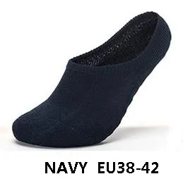 navy 6 шт. = 3 пар/лот, мужские невидимые стильные хлопковые носки в полоску, Нескользящие, высокое качество, новинка, большие размеры - Цвет: navy
