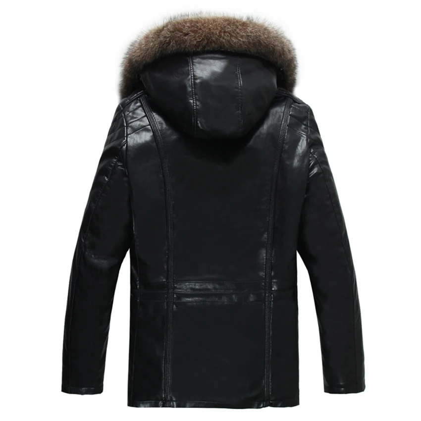 Мужская кожаная куртка из овечьей шерсти толстая натуральной кожи с воротником