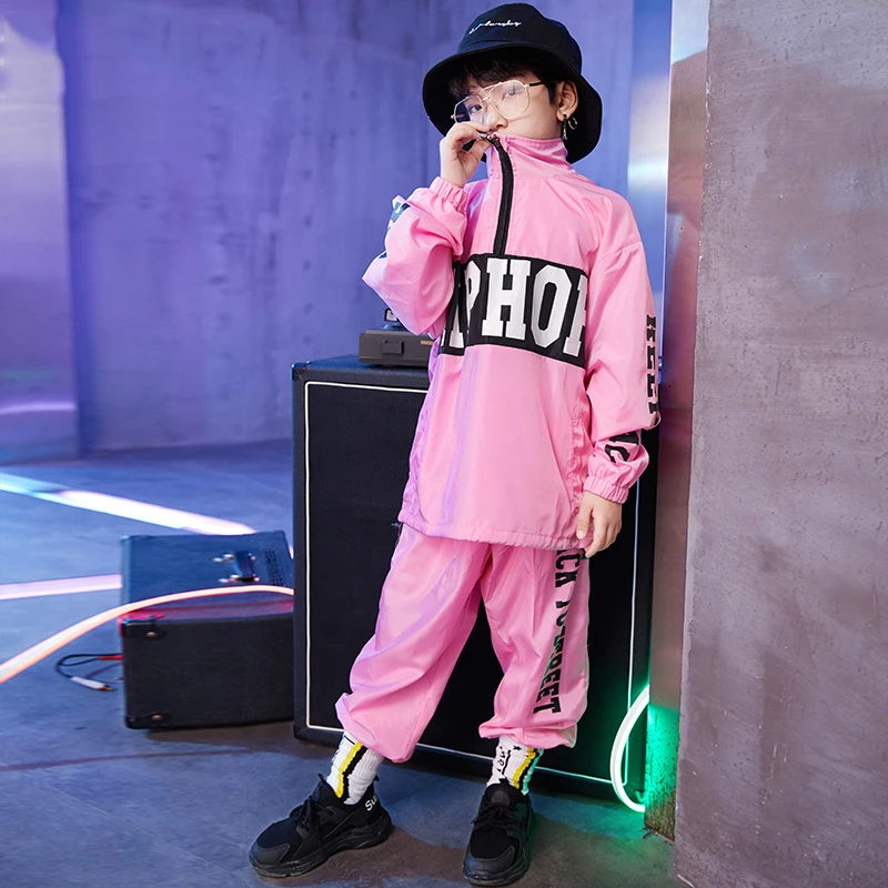Новая красивая детская одежда в стиле хип-хоп для мальчиков летняя Розовая