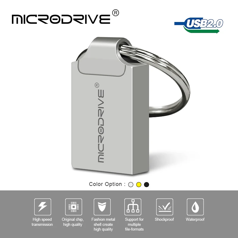 Мини USB флеш-накопитель 64 ГБ 32 ГБ Usb флешка 2,0 Водонепроницаемый металлический флеш-накопитель 128 ГБ usb флеш-накопитель 16 ГБ 8 ГБ флеш-накопитель с бесплатным кольцом для ключей