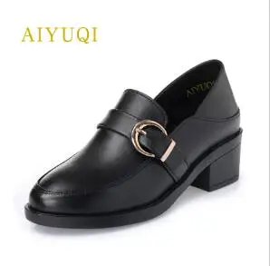 black AIYUQI/ г. Новая весенняя женская обувь из натуральной кожи Удобная дышащая модная женская обувь ручной работы размера плюс 41#42#43 - Цвет: black