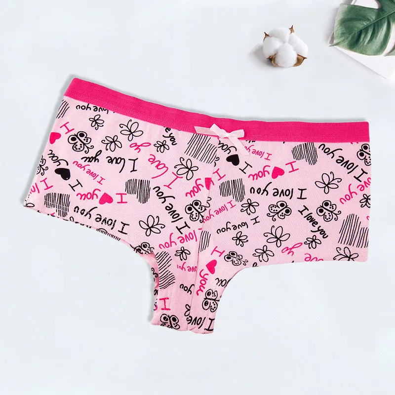 Pink FUNCILAC, сексуальные трусики для женщин, хлопок, для мальчиков, женское нижнее белье, нижнее белье, низкая талия, женские короткие трусы, с буквенным принтом, боксеры, 1 шт - Цвет: Pink