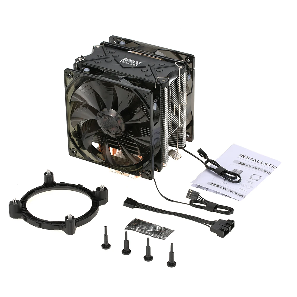 PCCOOLER кулер для процессора 5 тепловых трубок радиатор тихий 4pin Радиатор Вентилятор охлаждения с двойной 120 мм светодиодный вентилятор охлаждения для настольного компьютера