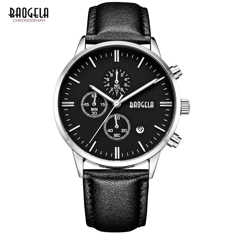 BAOGELA модные спортивные мужские часы с хронографом Топ бренд Роскошные Кварцевые