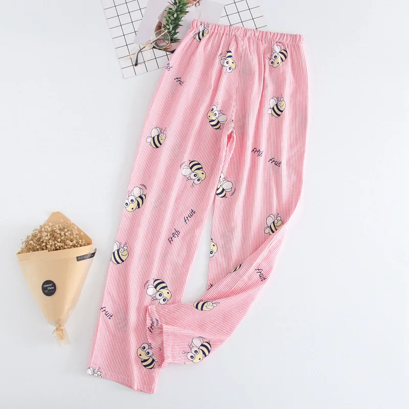 bee pink Новые женские пижамные штаны из хлопка с милым рисунком, качественные летние повседневные удобные женские Пижамные брюки - Цвет: bee pink