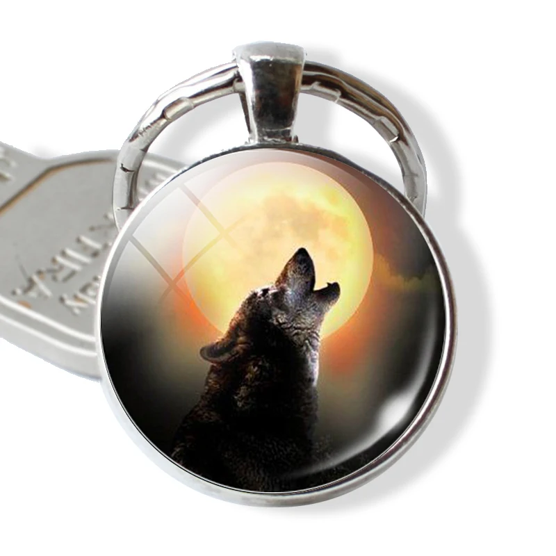 Брелок луна Wolf Moon кабошон стеклянный продукт брелок ювелирные изделия с