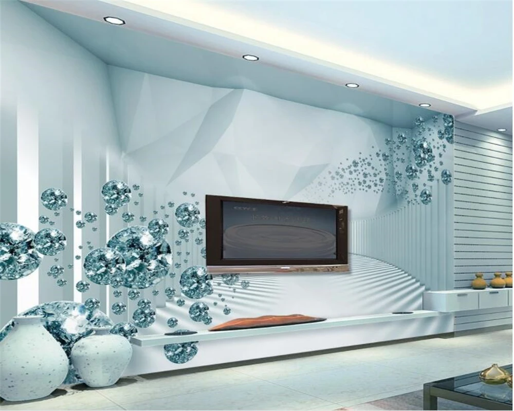 

wallpaper 3d stereo space sense of modern fashion crystal ball TV wall 3d wallpaper home decor papier peint mural 3d Beibehang
