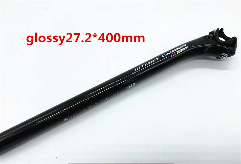 glossy 27 2x400 3 K велосипед углеродного волокна велосипед стойка сиденья для горного велосипеда запчасти для шоссейного велосипеда Стержень 190 г Подседельный штырь 3 k матовый 27,2/30,8/31,6*400 MM Смещение 25 мм - Цвет: glossy 27 2x400