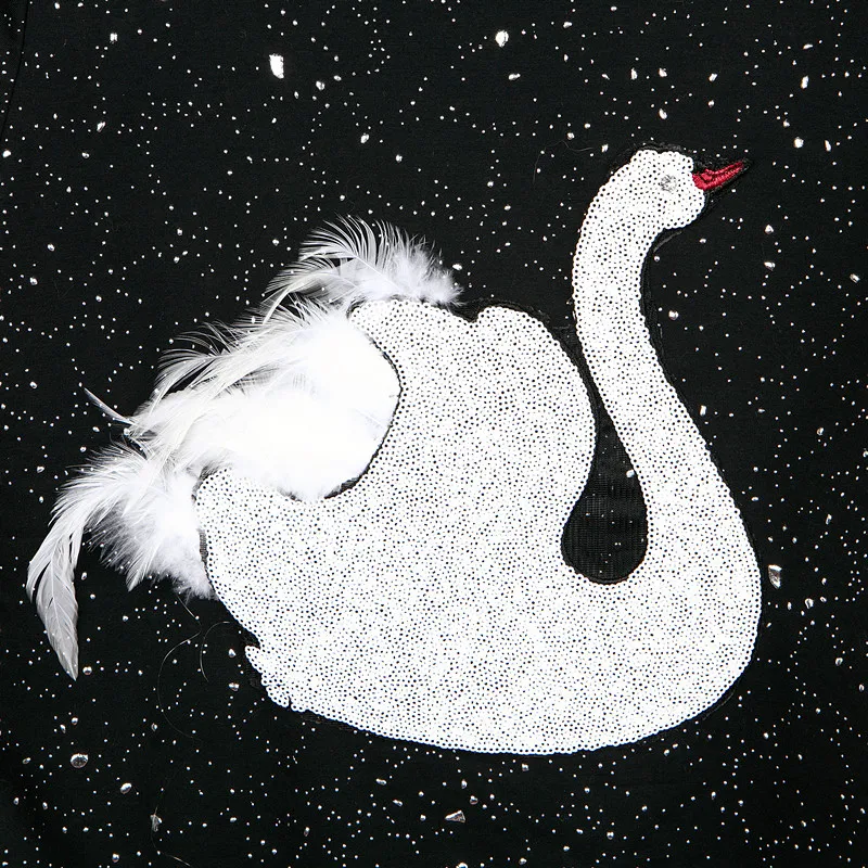 Женский элегантный летний комплект из 2 предметов футболка с вышивкой лебедей и