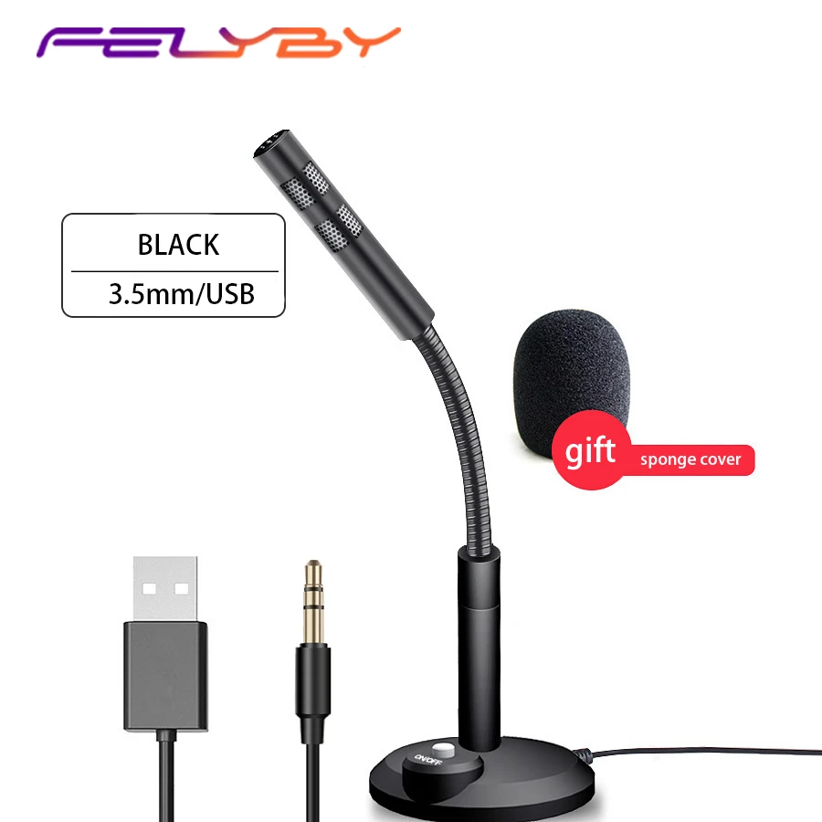 FELYBY JS-F11 портативный мини проводной 3 5 мм/USB Настольный конденсаторный микрофон