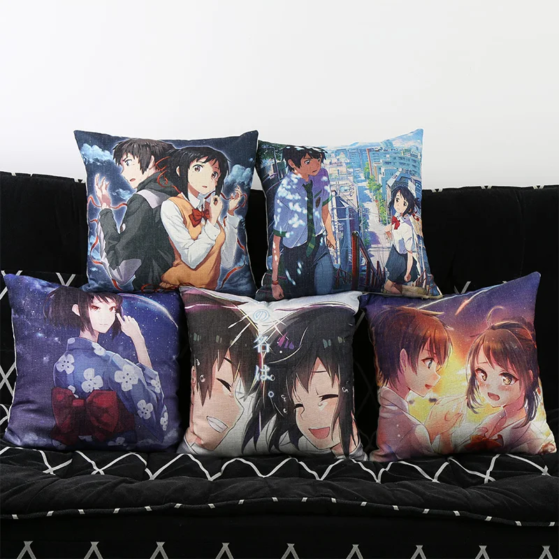 Японское аниме ваше имя мицуха миямизу подушка для дивана стул льняное домашнее