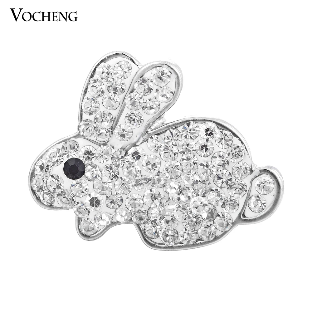 10 шт./лот Vocheng Ginger Snap Jewelry 18 мм 2 цвета милая пуговица в виде кролика с кристаллами Vn