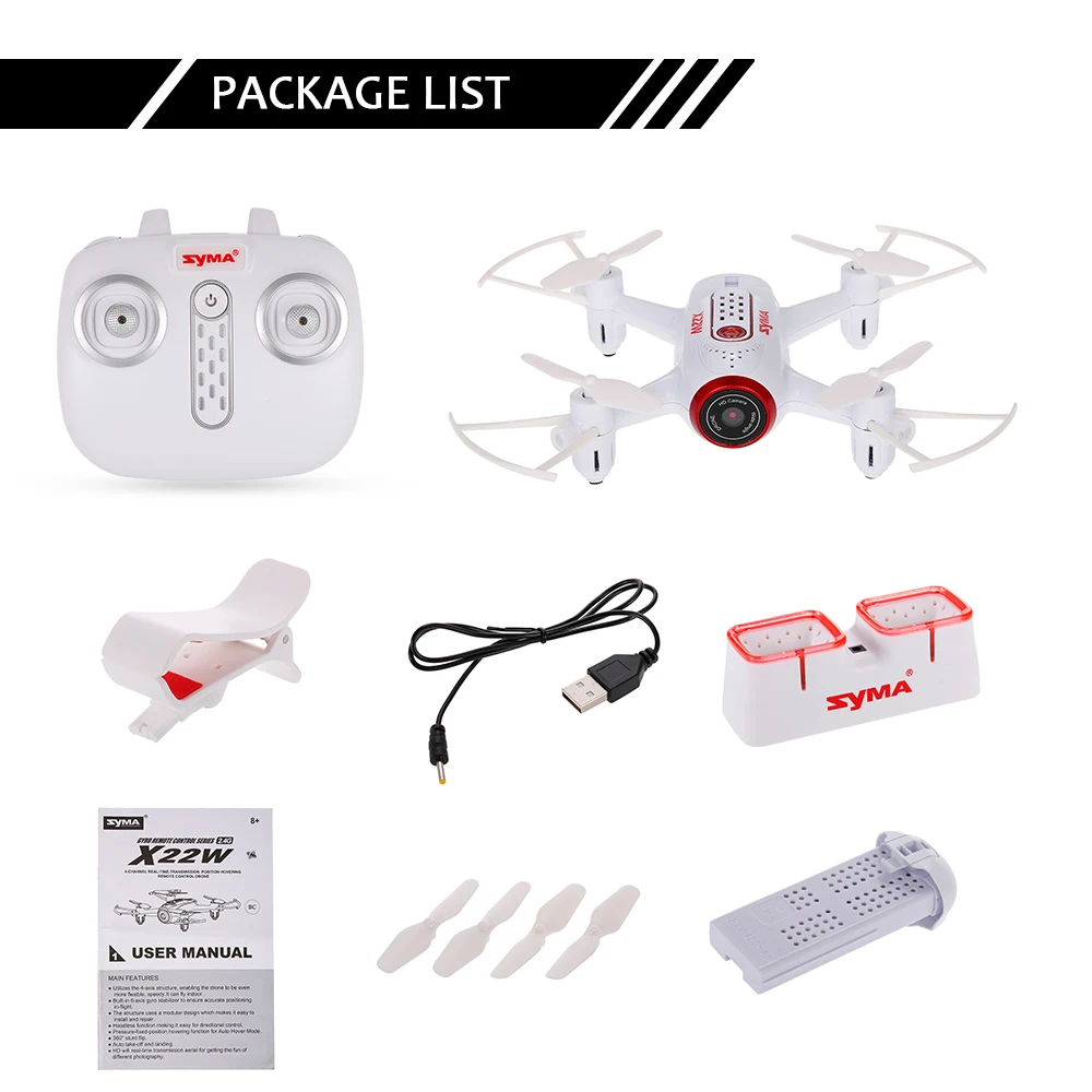 Syma X22W Wi-Fi FPV (first person View 0.3MP Камера селфи мини Дрон RC 2 4G 4CH 6-квадрокоптера с