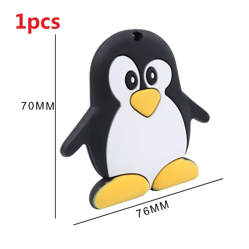 1pcs TYRY.HU 1 шт. мультфильм Пингвин из силикона прорезыватель BPA бесплатно ребенок прорезыватель Уход подарок для ребенка силиконовые бусы для прорезывания зубов игрушки - Цвет: 1pcs