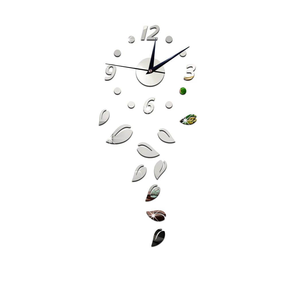 Акриловые Настенные 3d часы с летящими листьями креативные домашние настенные