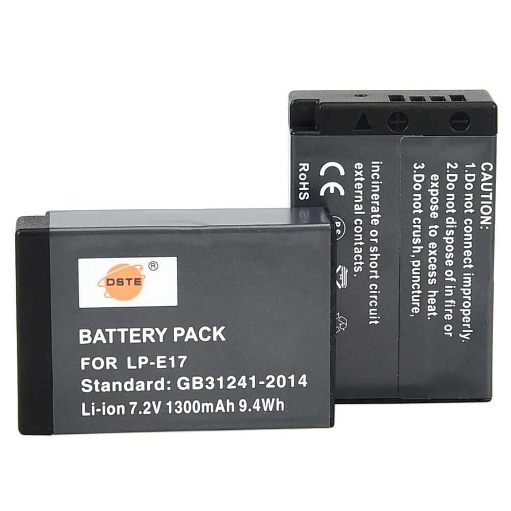 DSTE 2 шт. LP-E17 батарея с USB порт зарядное устройство для Canon EOS M3, M6 Mark II, 750D, 760D, T6i, T6s, Rebel SL3, Kiss X10