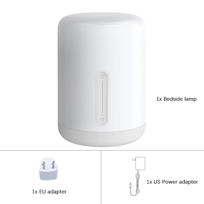 Add EU plug adapter Xiaomi Mijia прикроватная лампа 2 RGBW светодиодный цветной ночник Bluetooth WiFi умный пульт дистанционного управления совместим с Apple HomeKit Siri - Цвет: Add EU plug adapter