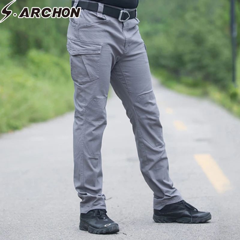 

S.ARCHON Tactical Cargo Pants Men Cotton Multi Pocket Military Army Pants Casual Slim Elastic Breathable SWAT Combat Trouser