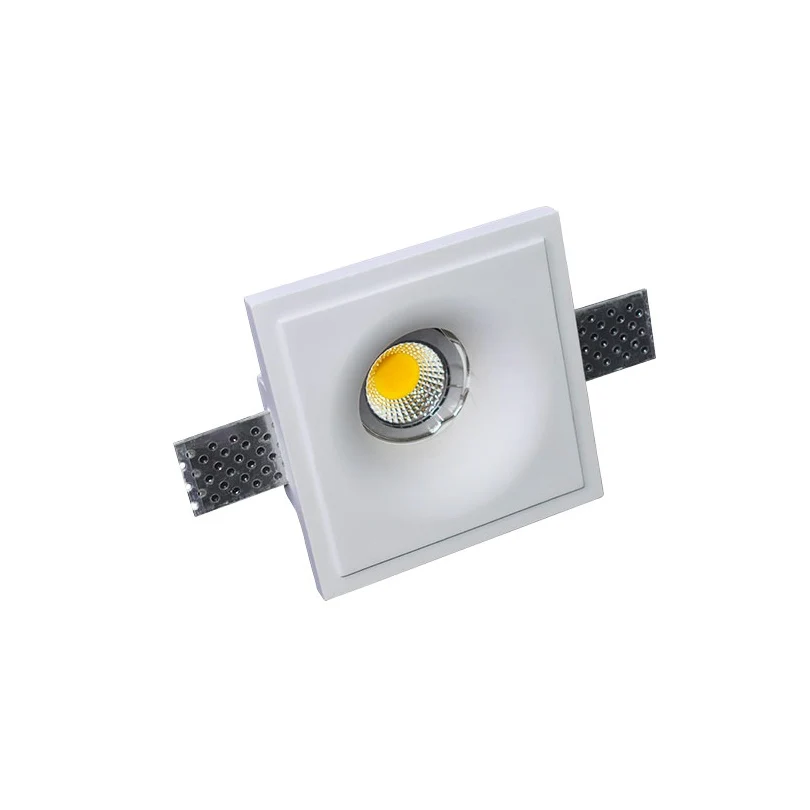 

Trimless Gypsum down light, Embedded led lighting, pure white square gesso light GU10 lampholder 5W led bulb for indoor lighting