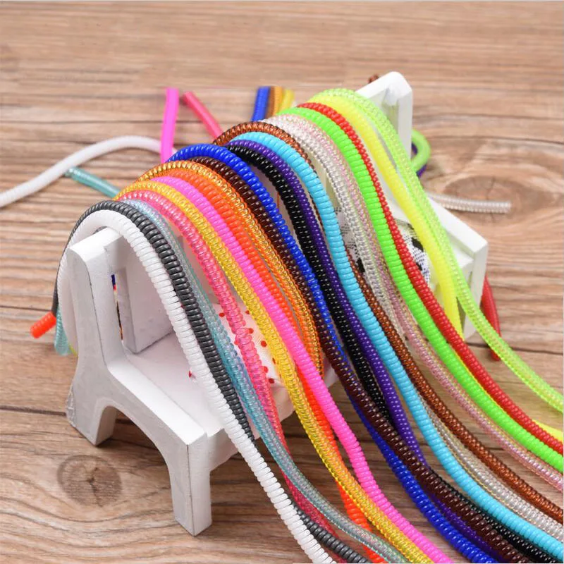 

100pcs/lot Bobbin winder Colors Data Cable Protector Sleeve Spring twine For Iphone Android USB Charging earphone Case Cover