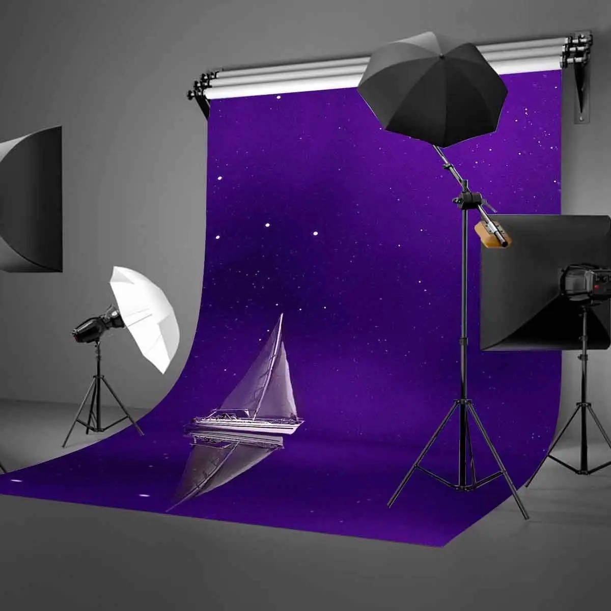 5x7ft парусный фоновая панель Лодка ультра Фиолетовое небо ночной вид фотография