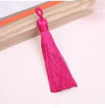rose red 10 шт./лот, 7 см, шелковые кисточки, бахрома для шитья, шнурок, отделка для ключей, кисточки для рукоделия, серьги, ожерелье, фурнитура, аксессуары, вечерние - Цвет: rose red