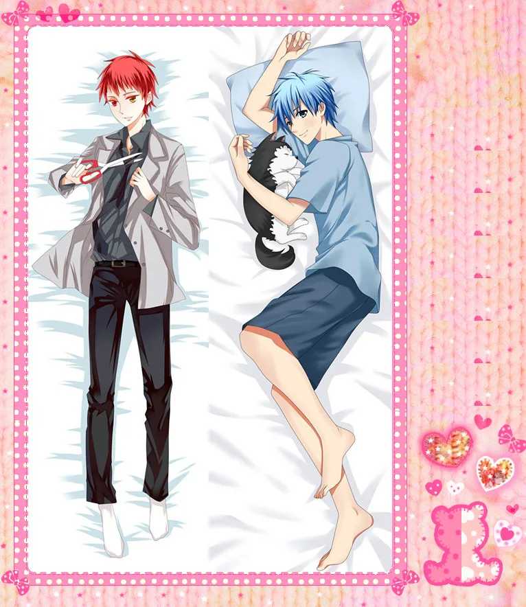 

Двусторонняя Подушка-валик Kuroko с аниме мультяшным рисунком, для обнимания, чехол для подушки, чехол для подушки, персиковая кожа, 2 способа, No...