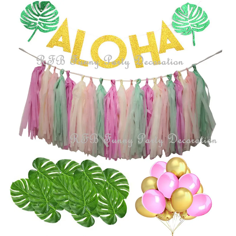 Luau Гавайская тропическая вечеринка украшения набор Aloha баннер Пальма