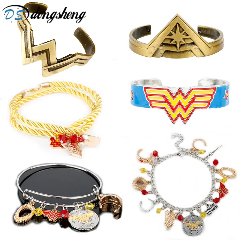Dongsheng Fantasy Universe Wonder Woman очаровательный браслет супергерой W Логотип Шарм Корона щит пентаграмма A браслеты и браслет-25