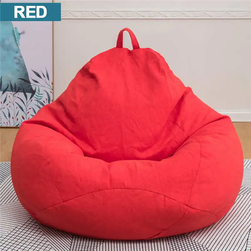 red XL Мешок для бобов, Одноцветный шезлонг, стул, диван, хлопок, лен, Beanbag, диваны, водонепроницаемый, чучело, для хранения игрушек, чехол для стула, для гостиной - Цвет: red XL