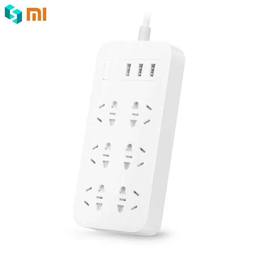 Xiao mi jia блок питания Базовая версия 6 розеток С 3 5 в 2.1A Быстрая зарядка usb порты белый mi разъем сплошной цвет