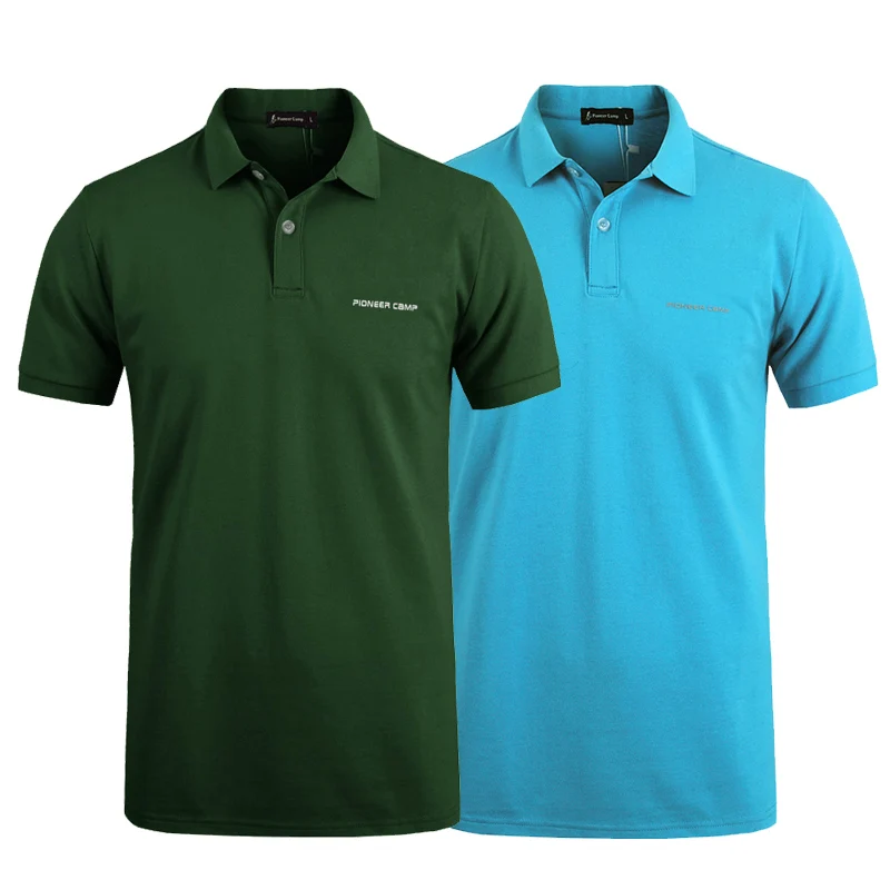 army green navalblue Pionner Camp, 2 пары в упаковке, популярная мужская рубашка поло, Классическая Деловая и Повседневная однотонная мужская рубашка поло с коротким рукавом, дышащая футболка-поло - Цвет: army green navalblue