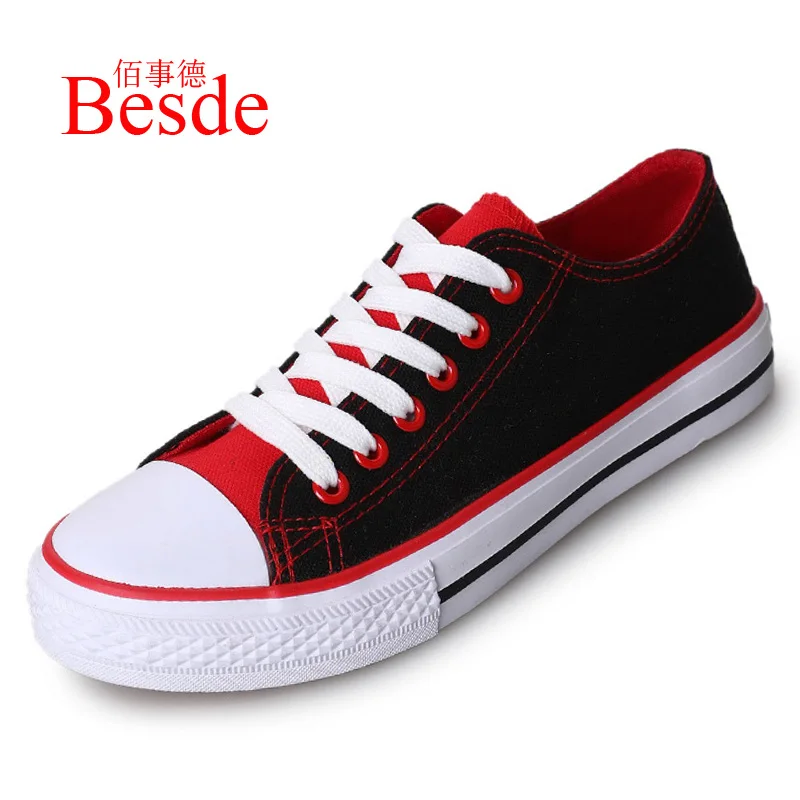 Red Casual shoes women canvas unisex sneakers size max 43/44 breathable flat ladies leisure cheap shoes china sneakers girls shoes - Color: Red