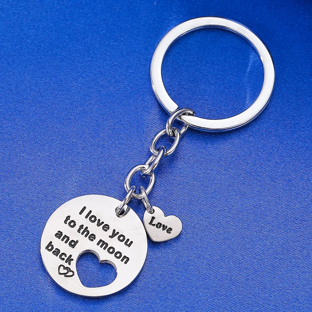 Брелок из нержавеющей стали с надписью I Love You To The Moon And Back Heart|heart keychain|couple keyringkeyrings