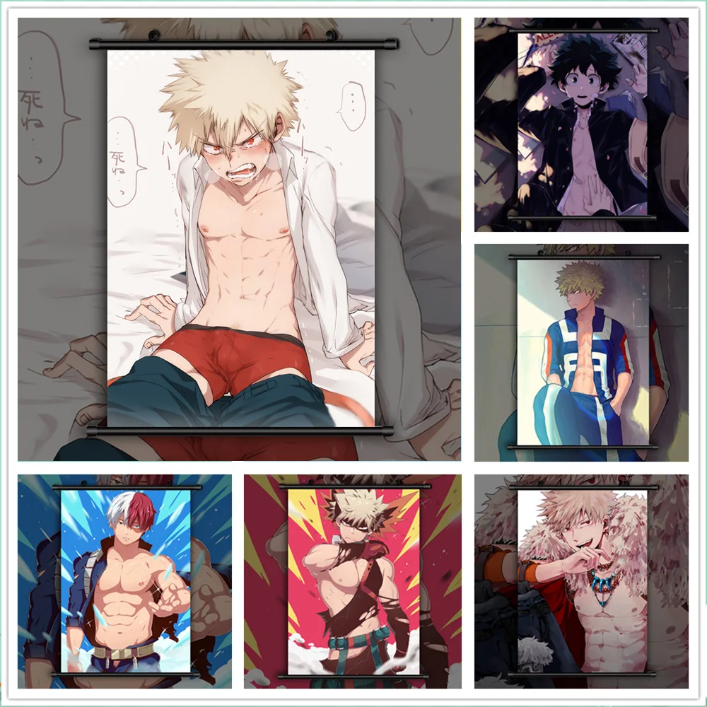 Boku no My Hero Академия Bakugou Katsuki Todoroki Shoto Midoriya Izuku Аниме Манга настенный постер