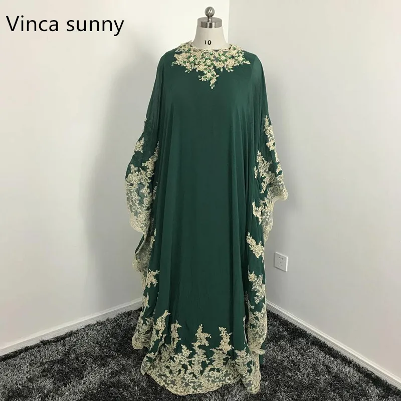 

Appliques Arabic Kaftan Evening Dresses Arabic Abaya Dubai Elegant A-Line Evening Dresses With Long Sleeves Mother of the Bride