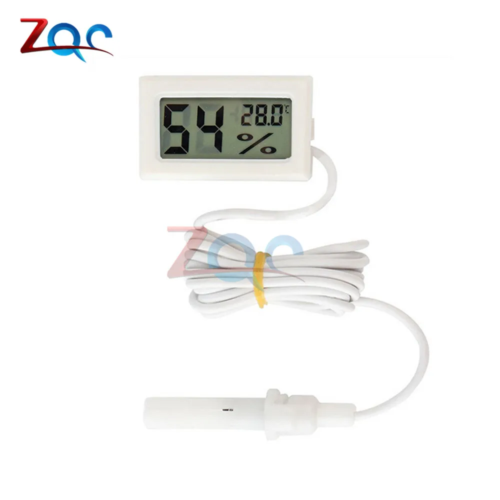 White With Cable Круглый Мини ЖК-цифровой термометр гигрометр Температура Крытый удобный датчик температуры измеритель влажности измерительные приборы - Цвет: White With Cable