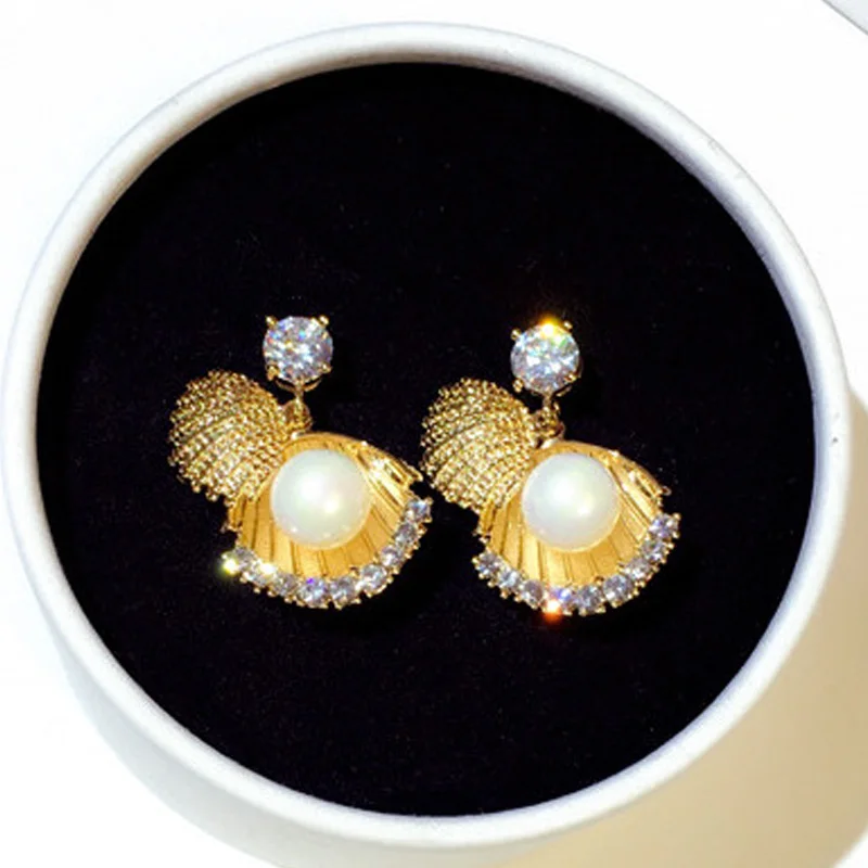 Новый S925 серебро Серьги-гвоздики жемчуг Циркон Украшенные Шарм Для женщин