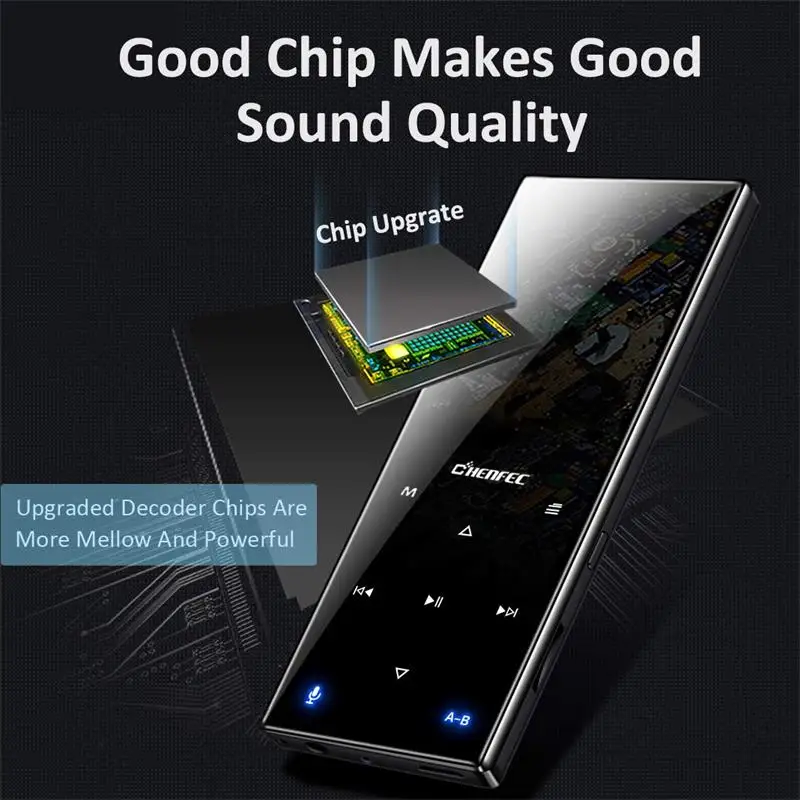 Mp3 плеер bluetooth4.2 с сенсорным экраном 1 8 дюйма музыкальный без потерь fm радио