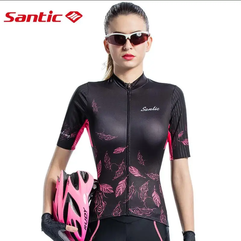 Santic принт женские велосипедные шорты и тренировочные майки Pro Fit противоскользящие рукава манжеты MTB дорожный велосипед рубашка одежда для езды на велосипеде Азиатский размер