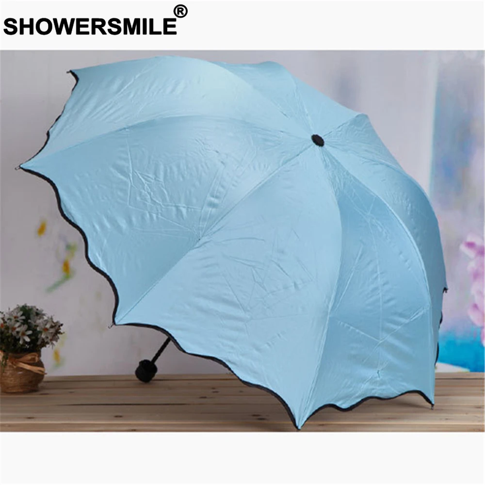 SHOWERSMILE изменения Цвет складной женский зонтик с оборками Роман дождя и солнца