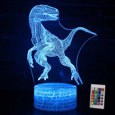 Velociraptor 2 3D Динозавр игрушки Велоцираптор Иллюзия светодиодный светильник с 7 цветов светится в темноте игрушки для детей украшения спальни подарки на день рождения - Цвет: Velociraptor 2