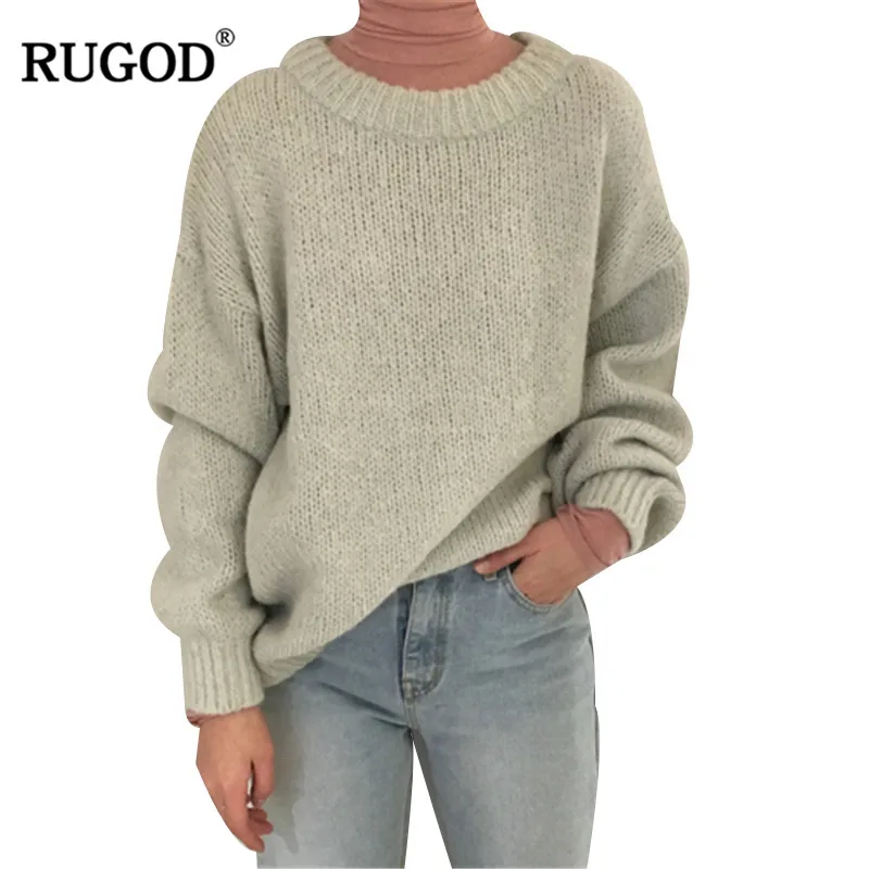 Женский свободный свитер RUGOD сезона осень-зима 2019 модный разноцветный пуловер из