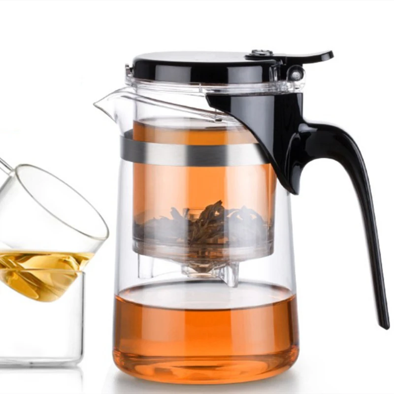 One Button Filter Convenient Teapot High Quality Heat Resistant Glass Teapots Indoor Office Puer Coffee Teaware with Strainer | Дом и сад