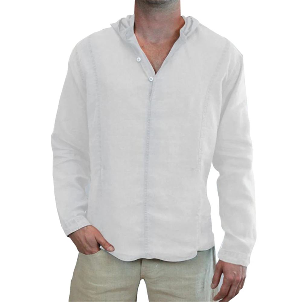 Helisopus мужские рубашки с капюшоном Повседневная хлопковая и льняная рубашка