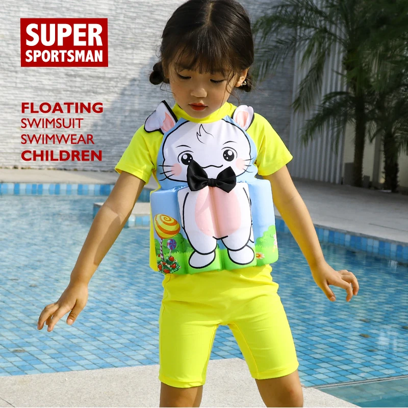 Плавающий купальный костюм Детская плавучий цельный для маленьких девочек