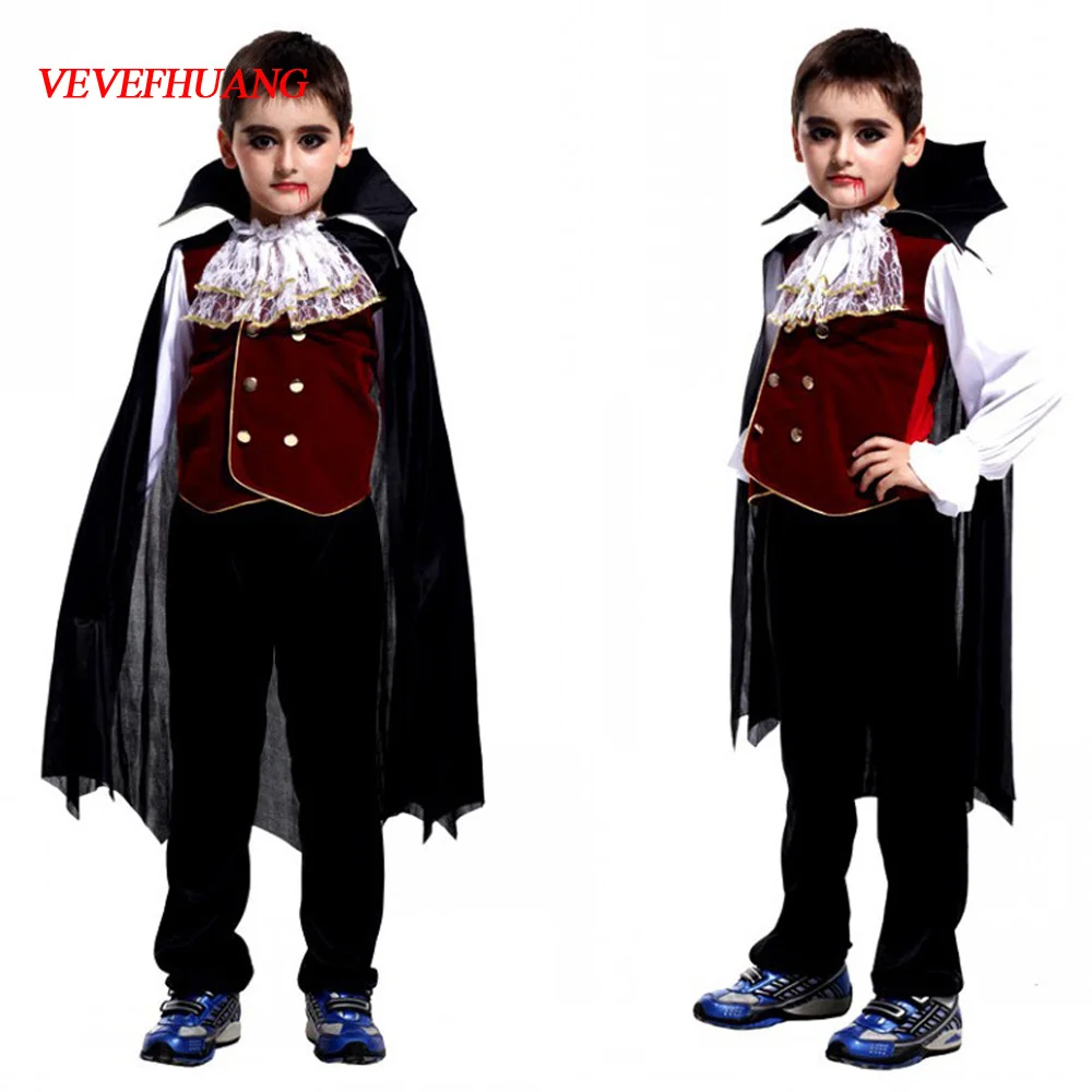 

VEVEFHUANG Carnival Party Halloween Kids Children Count Dracula Gothic Vampire Costume Fantasia Prince Vampire Cosplay for Boy