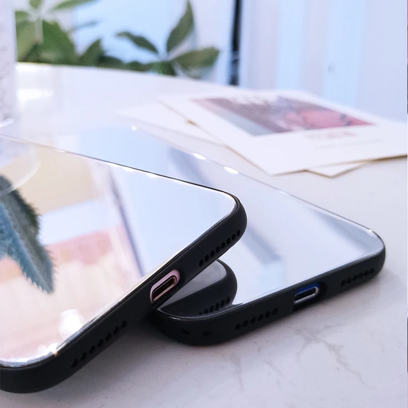 Роскошный HD зеркальный прозрачный стеклянный чехол для телефона Samsung Galaxy S8 S9 S10 Plus