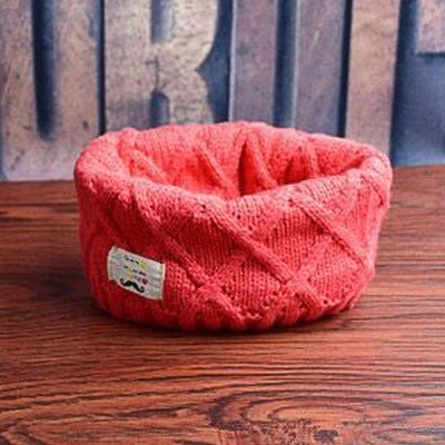 Watermelon red Милый хлопковый зимний детский шарф с кольцом на шею для девочек и мальчиков, вязаный шерстяной шарф с круглым вырезом, детский однотонный теплый снуд для мужчин и женщин - Цвет: Watermelon red